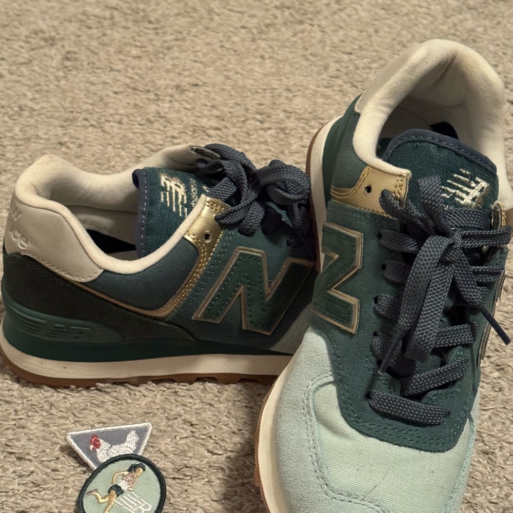 New Balance Green and Gold Athletic Shoes